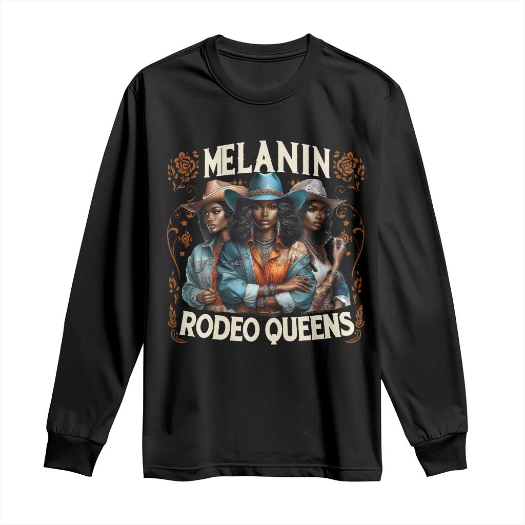 Melanin Rodeo Queen Long Sleeve Shirt African American Melanin Black Cowgirl Swag TS11 Black Print Your Wear