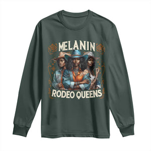 Melanin Rodeo Queen Long Sleeve Shirt African American Melanin Black Cowgirl Swag TS11 Dark Forest Green Print Your Wear