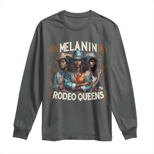 Melanin Rodeo Queen Long Sleeve Shirt African American Melanin Black Cowgirl Swag TS11 Dark Heather Print Your Wear