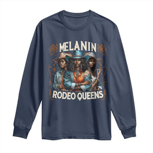 Melanin Rodeo Queen Long Sleeve Shirt African American Melanin Black Cowgirl Swag TS11 Navy Print Your Wear