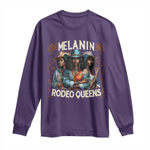 Melanin Rodeo Queen Long Sleeve Shirt African American Melanin Black Cowgirl Swag TS11 Purple Print Your Wear