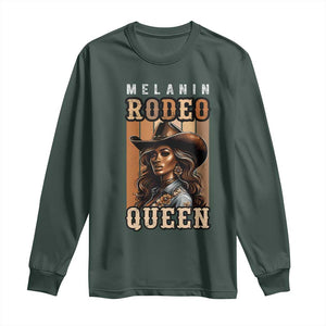 Melanin Rodeo Queen Long Sleeve Shirt African American Melanin Black Cowgirl TS11 Dark Forest Green Print Your Wear