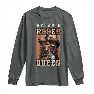 Melanin Rodeo Queen Long Sleeve Shirt African American Melanin Black Cowgirl TS11 Dark Heather Print Your Wear