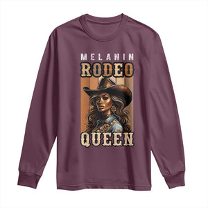 Melanin Rodeo Queen Long Sleeve Shirt African American Melanin Black Cowgirl TS11 Maroon Print Your Wear