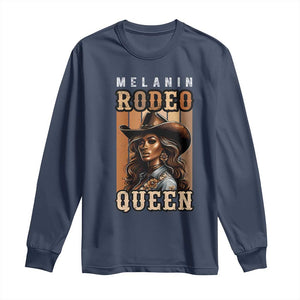 Melanin Rodeo Queen Long Sleeve Shirt African American Melanin Black Cowgirl TS11 Navy Print Your Wear