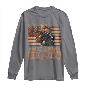 Melanin Rodeo Queen Long Sleeve Shirt Black Cowgirl Vintage American Flag TS11 Charcoal Print Your Wear