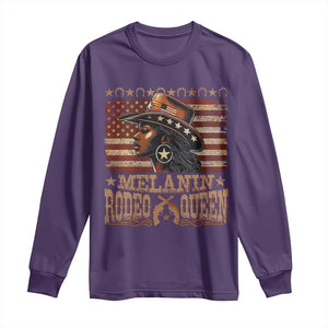 Melanin Rodeo Queen Long Sleeve Shirt Black Cowgirl Vintage American Flag TS11 Purple Print Your Wear