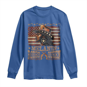 Melanin Rodeo Queen Long Sleeve Shirt Black Cowgirl Vintage American Flag TS11 Royal Blue Print Your Wear