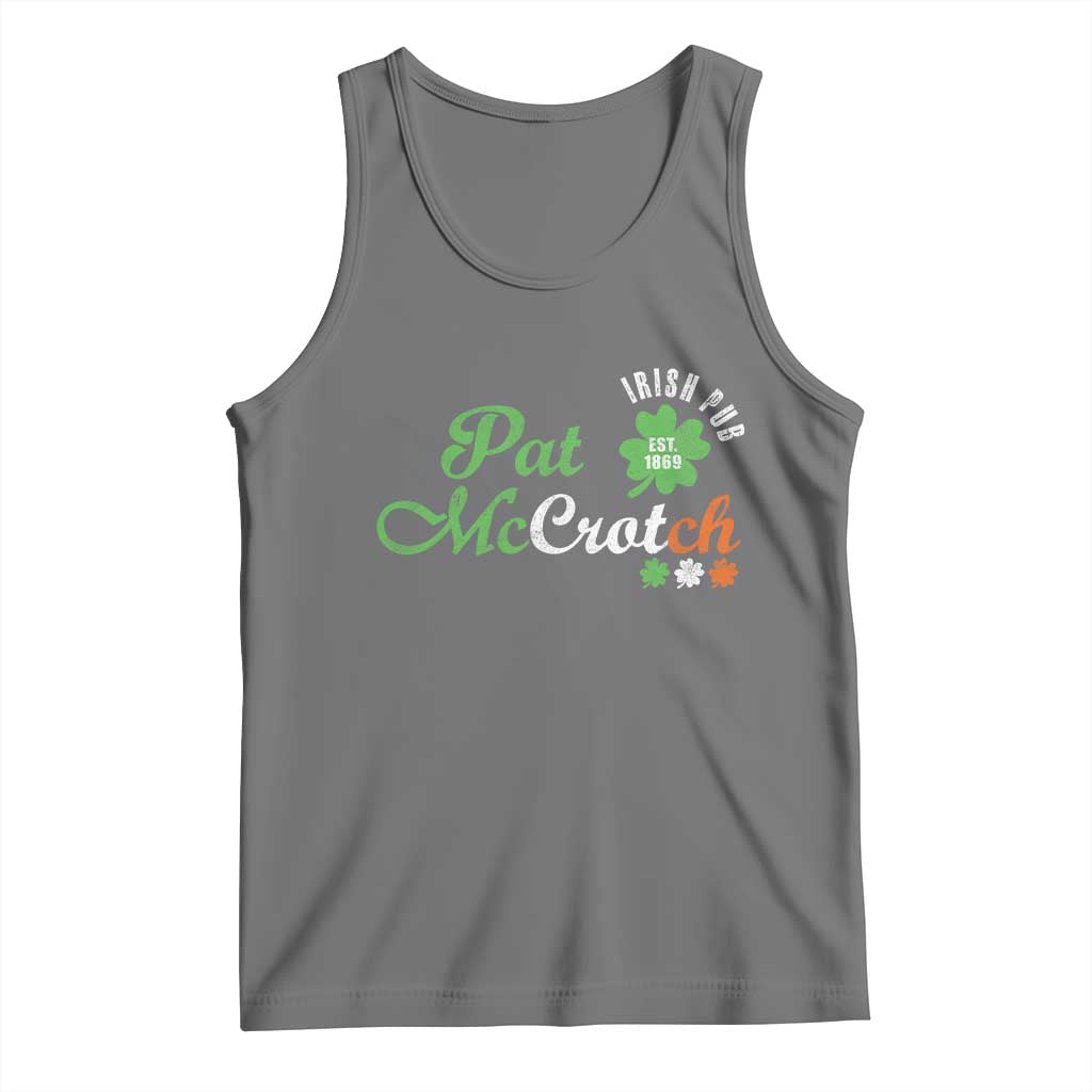 Pat McCrotch Irish Pub Tank Top St Patricks Day Drinking Humor TS11 Black Heather Print Your Wear