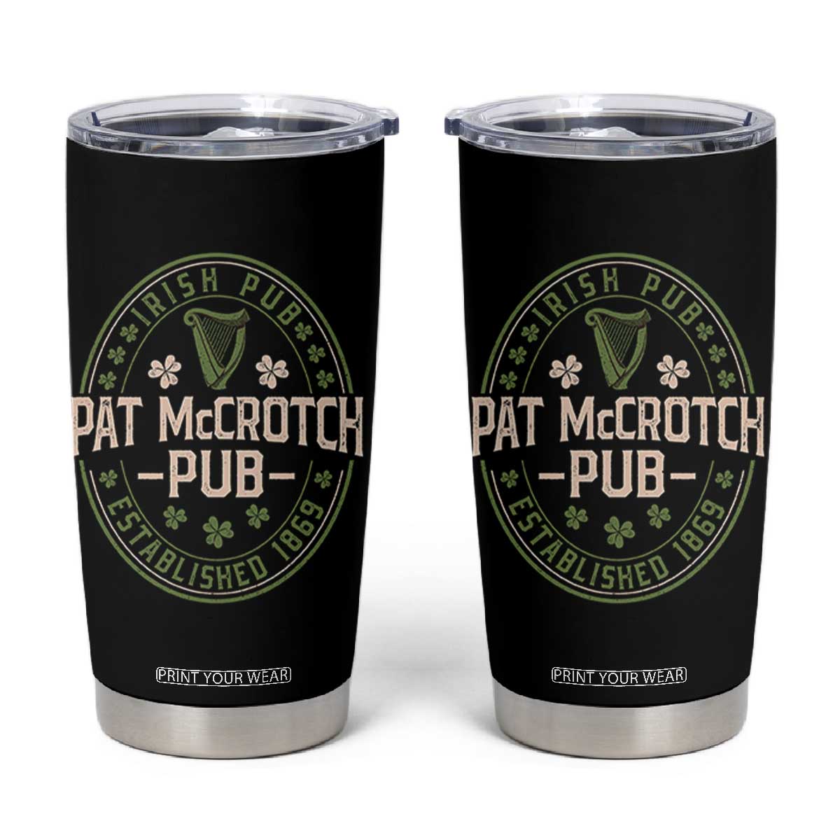 Pat McCrotch Irish Pub Tumbler Cup St Patricks Day Dirty Adult Drinking TS11 Black Print Your Wear