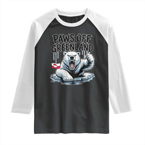 Paws Off Greenland Raglan Shirt Resist Polar Bear Political Satire TS11 Black White Print Your Wear