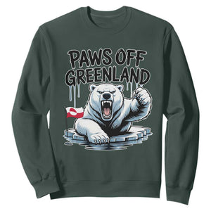 Paws Off Greenland Sweatshirt Resist Polar Bear Political Satire TS11 Dark Forest Green Print Your Wear