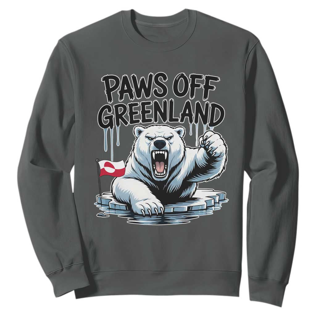 Paws Off Greenland Sweatshirt Resist Polar Bear Political Satire TS11 Dark Heather Print Your Wear