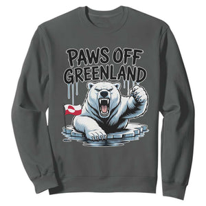 Paws Off Greenland Sweatshirt Resist Polar Bear Political Satire TS11 Dark Heather Print Your Wear