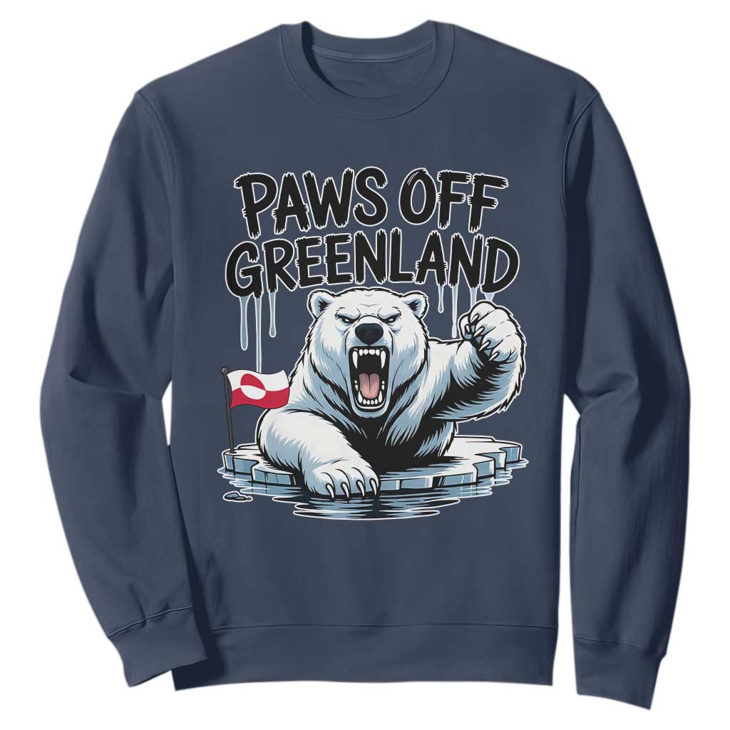 Paws Off Greenland Sweatshirt Resist Polar Bear Political Satire TS11 Navy Print Your Wear