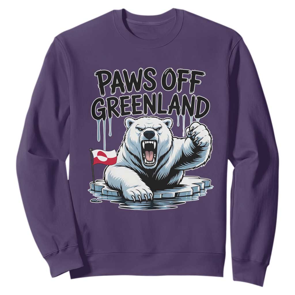 Paws Off Greenland Sweatshirt Resist Polar Bear Political Satire TS11 Purple Print Your Wear