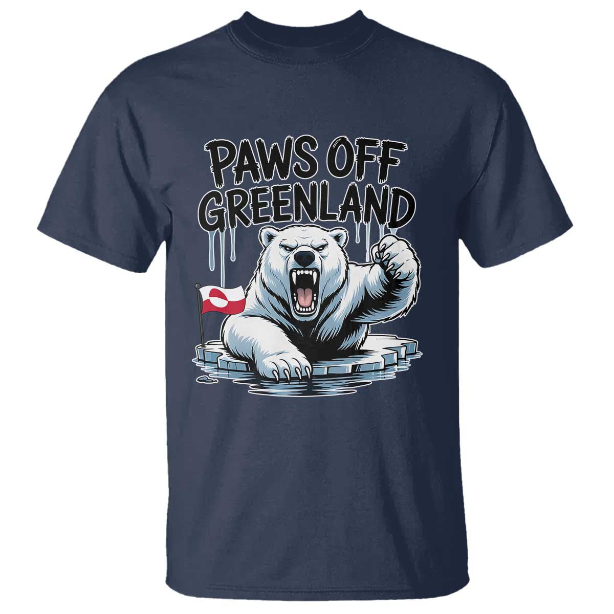 Paws Off Greenland T Shirt Resist Polar Bear Political Satire TS11 Navy Print Your Wear