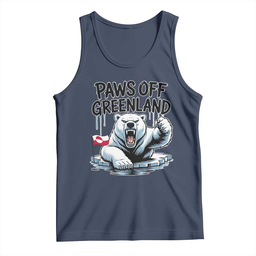 Paws Off Greenland Tank Top Resist Polar Bear Political Satire TS11 Navy Print Your Wear