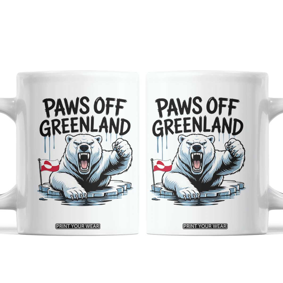 Paws Off Greenland Coffee Mug Resist Polar Bear Political Satire TS11 White Print Your Wear