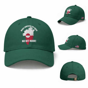 Nu Det Nuuk Make America Go Away Baseball Cap Support Greenland Political Statement TS11 Baseball Cap Universal Fit Irish Green Print Your Wear