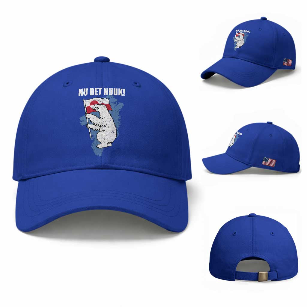 Nu Det Nuuk Nows Enough Baseball Cap Funny Saying Bear Greenlandic Flag TS11 Baseball Cap Universal Fit Royal Blue Print Your Wear