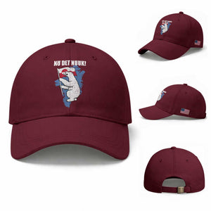 Nu Det Nuuk Nows Enough Baseball Cap Funny Saying Bear Greenlandic Flag TS11 Baseball Cap Universal Fit Maroon Print Your Wear