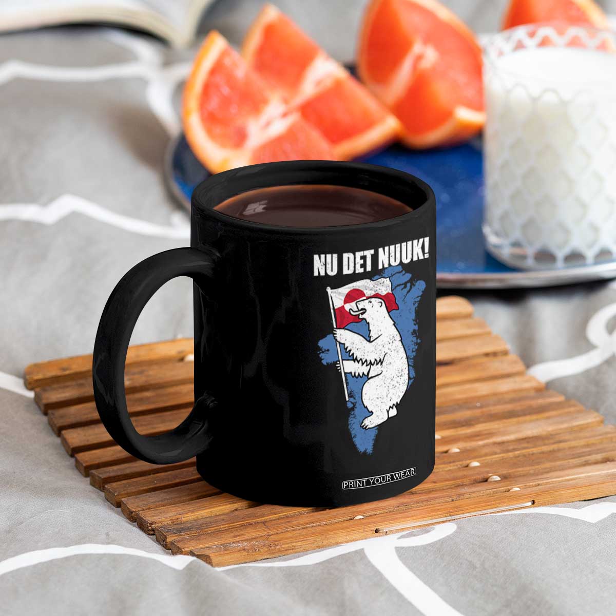 Nu Det Nuuk Nows Enough Coffee Mug Funny Saying Bear Greenlandic Flag TS11 Print Your Wear