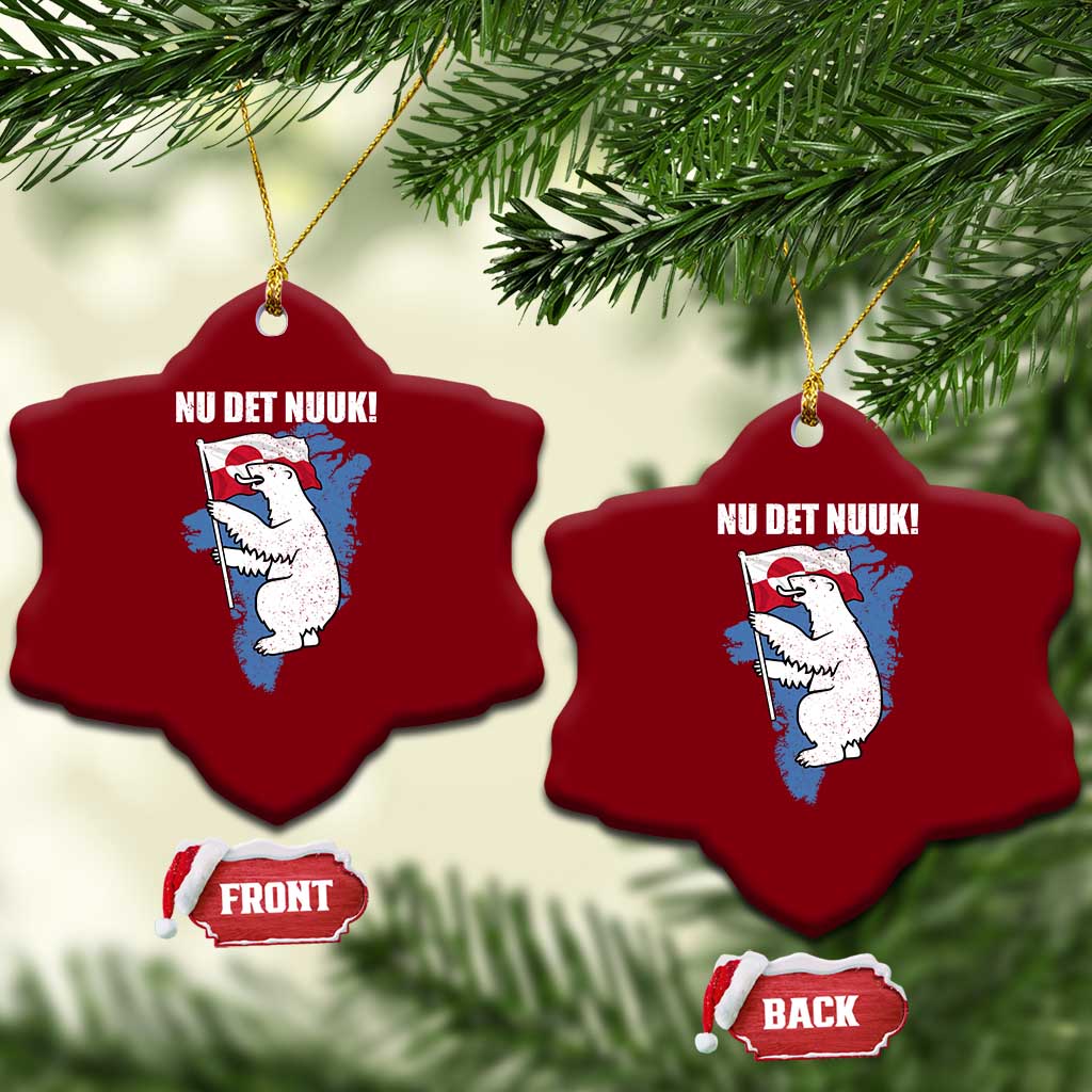 Nu Det Nuuk Nows Enough Ceramic Ornament Funny Saying Bear Greenlandic Flag TS11 Print Your Wear