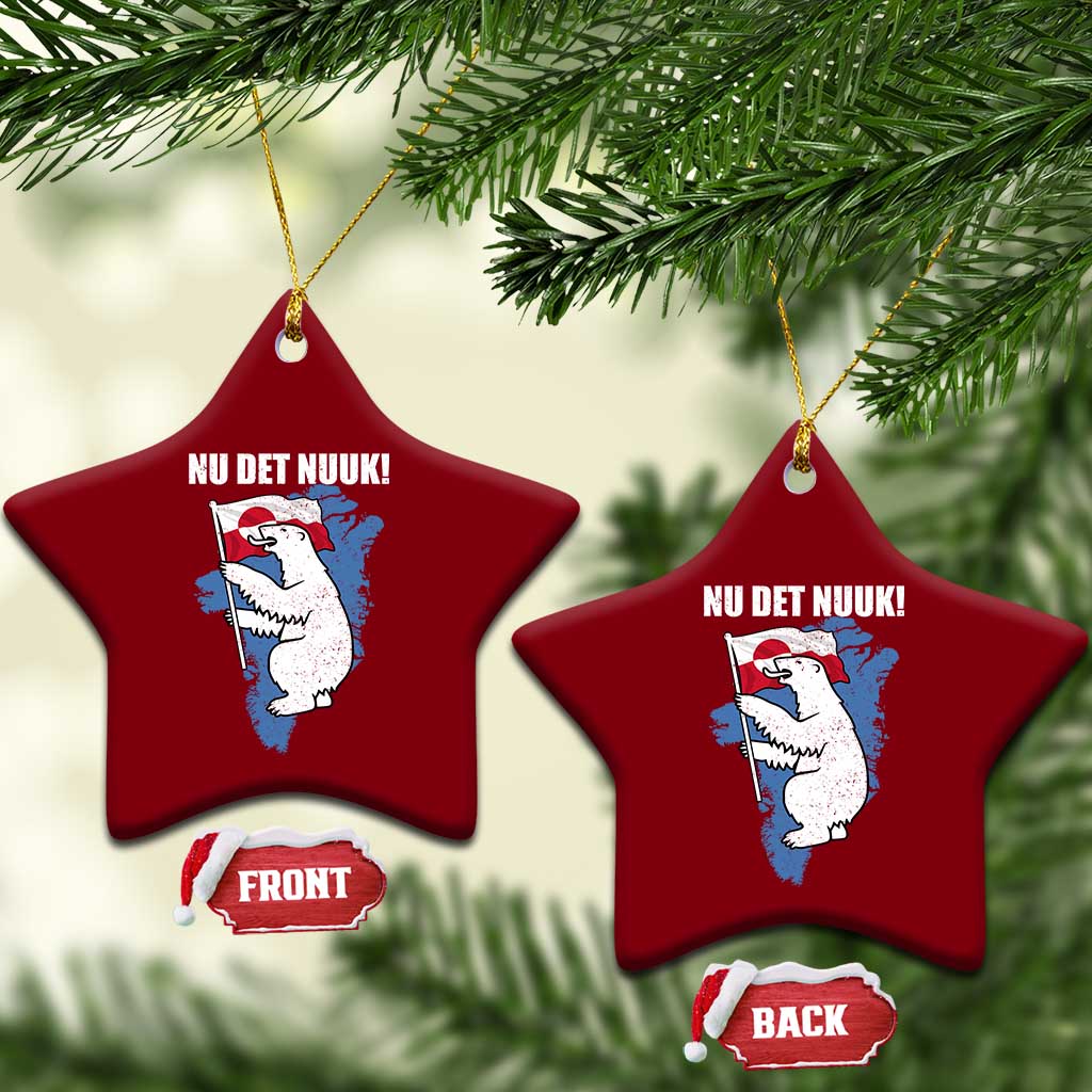 Nu Det Nuuk Nows Enough Ceramic Ornament Funny Saying Bear Greenlandic Flag TS11 Print Your Wear