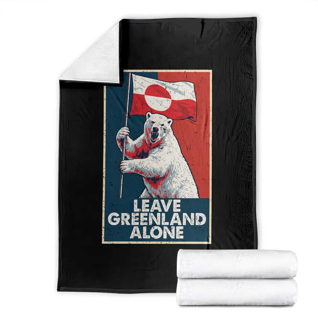 Leave Greenland Alone Throw Blanket Polar Bear Holding Flag Greenlanders Supports TS11 Black Print Your Wear