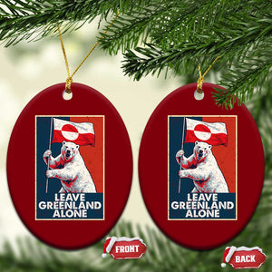 Leave Greenland Alone Ceramic Ornament Polar Bear Holding Flag Greenlanders Supports TS11 Print Your Wear