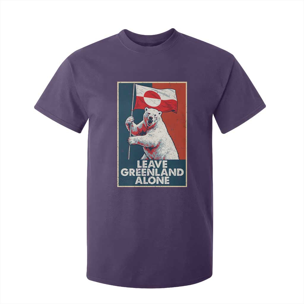 Leave Greenland Alone T Shirt For Kid Polar Bear Holding Flag Greenlanders Supports TS11 Purple Print Your Wear