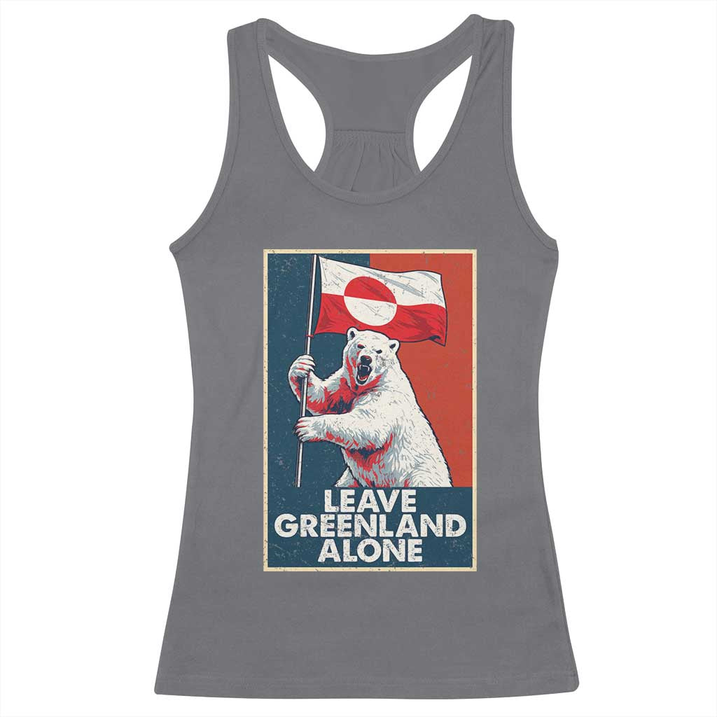 Leave Greenland Alone Racerback Tank Top Polar Bear Holding Flag Greenlanders Supports TS11 Charcoal Print Your Wear