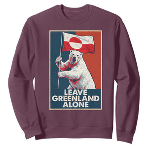 Leave Greenland Alone Sweatshirt Polar Bear Holding Flag Greenlanders Supports TS11 Maroon Print Your Wear