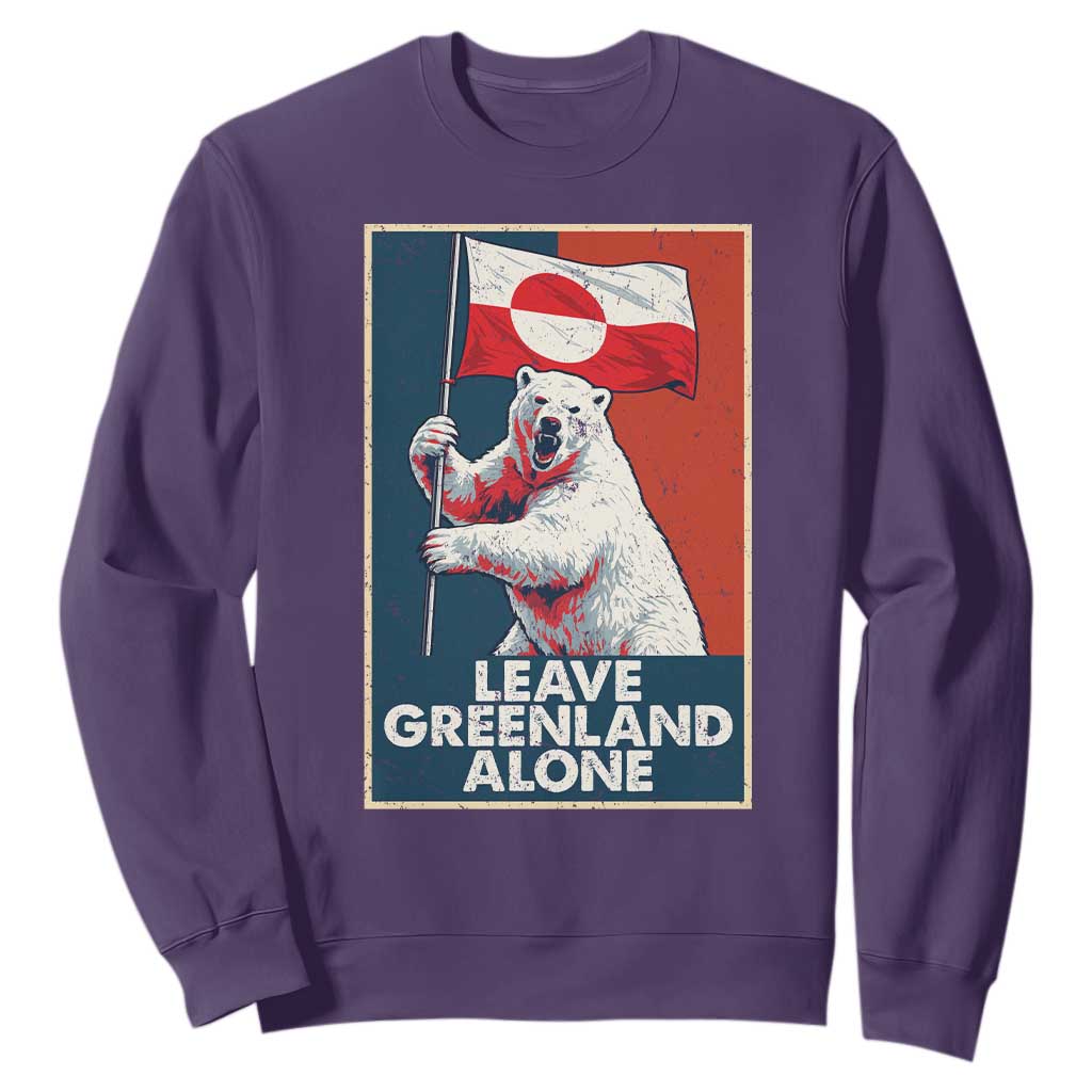 Leave Greenland Alone Sweatshirt Polar Bear Holding Flag Greenlanders Supports TS11 Purple Print Your Wear