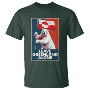 Leave Greenland Alone T Shirt Polar Bear Holding Flag Greenlanders Supports TS11 Dark Forest Green Print Your Wear