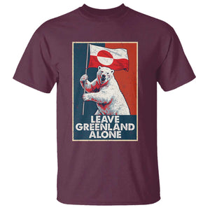 Leave Greenland Alone T Shirt Polar Bear Holding Flag Greenlanders Supports TS11 Maroon Print Your Wear