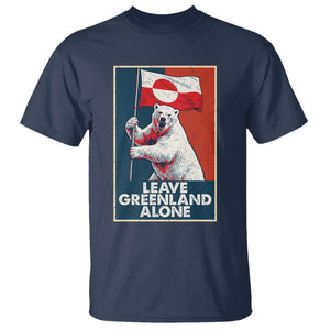 Leave Greenland Alone T Shirt Polar Bear Holding Flag Greenlanders Supports TS11 Navy Print Your Wear