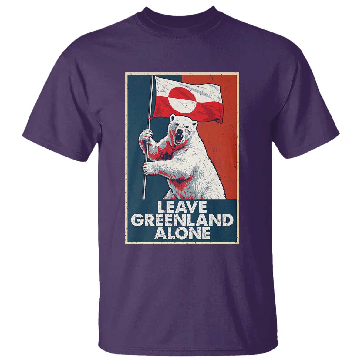 Leave Greenland Alone T Shirt Polar Bear Holding Flag Greenlanders Supports TS11 Purple Print Your Wear