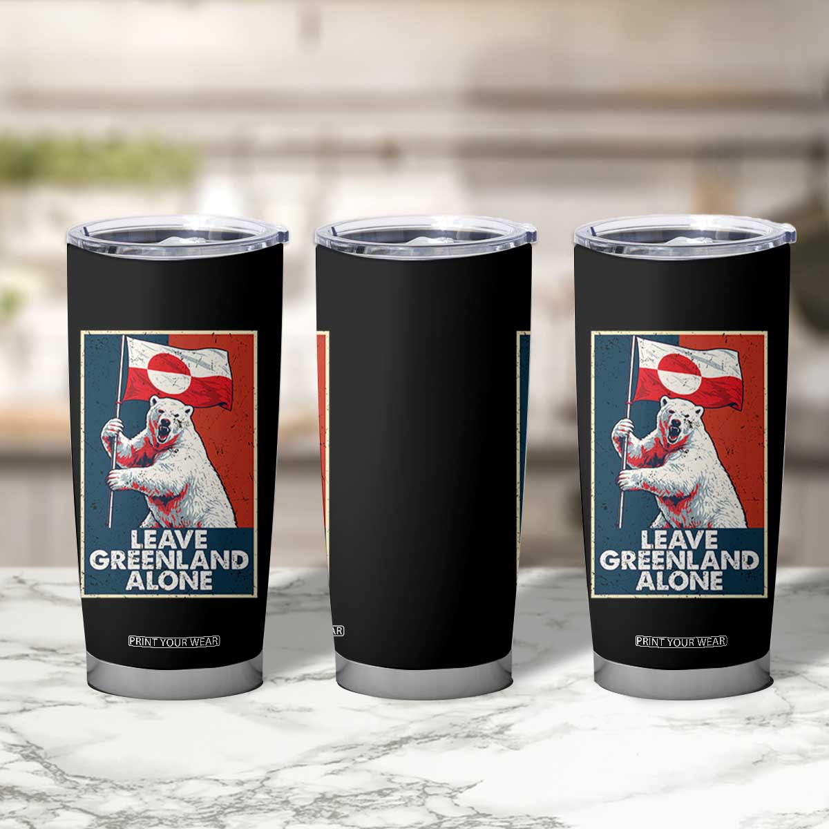 Leave Greenland Alone Tumbler Cup Polar Bear Holding Flag Greenlanders Supports TS11 Print Your Wear