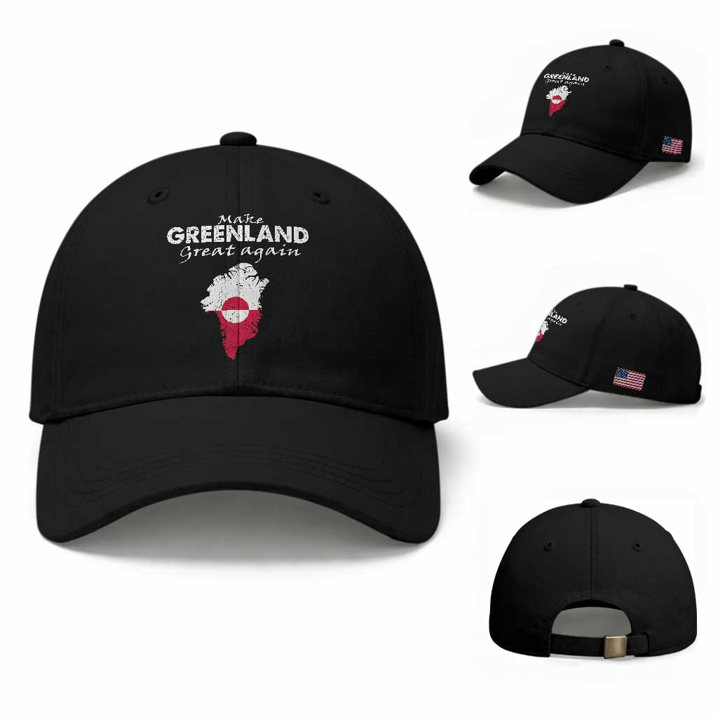 Make Greenland Great Again Baseball Cap Act USA 51st State Greenland TS11 Baseball Cap Universal Fit Black Print Your Wear