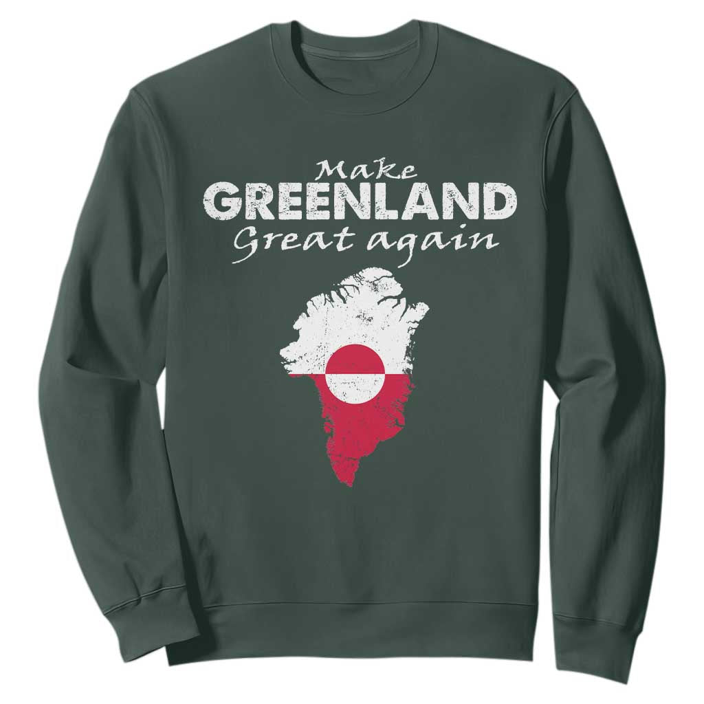 Make Greenland Great Again Sweatshirt Act USA 51st State Greenland TS11 Dark Forest Green Print Your Wear