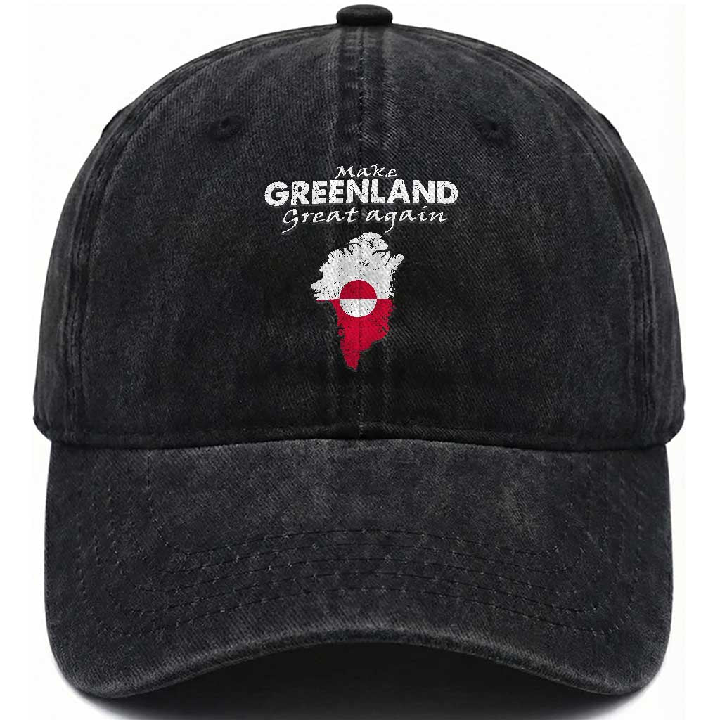 Make Greenland Great Again Washed Cotton Baseball Cap Act USA 51st State Greenland TS11 Print Your Wear