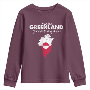 Make Greenland Great Again Youth Sweatshirt Act USA 51st State Greenland TS11 Maroon Print Your Wear