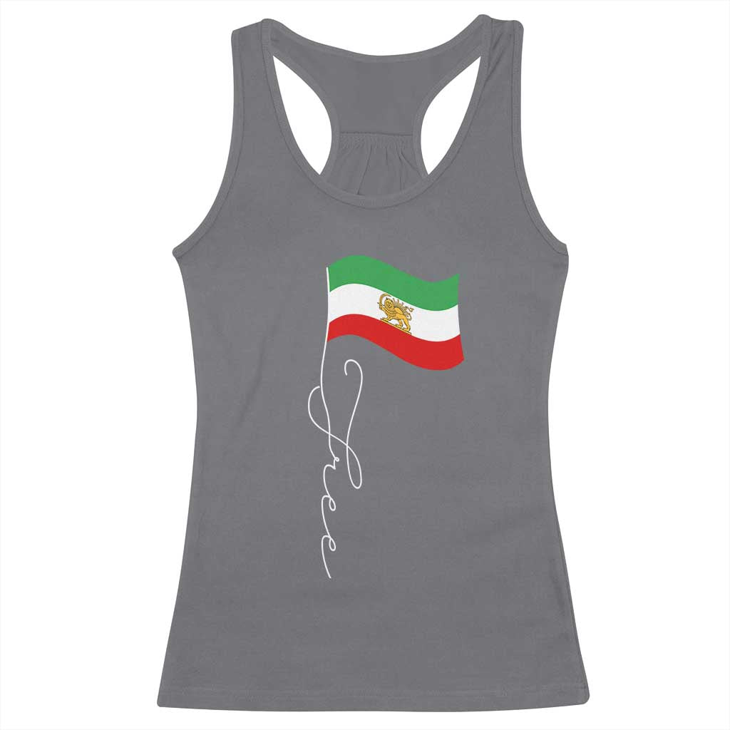 Free Iran Racerback Tank Top Patriotic Iranian Lion and Sun Flag TS11 Charcoal Print Your Wear