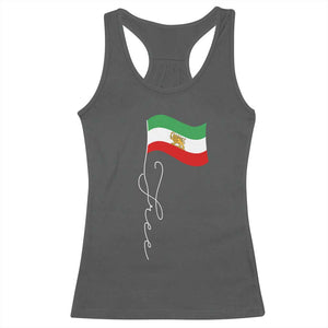 Free Iran Racerback Tank Top Patriotic Iranian Lion and Sun Flag TS11 Dark Heather Print Your Wear