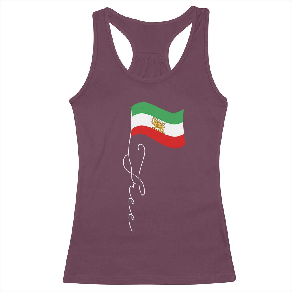 Free Iran Racerback Tank Top Patriotic Iranian Lion and Sun Flag TS11 Maroon Print Your Wear