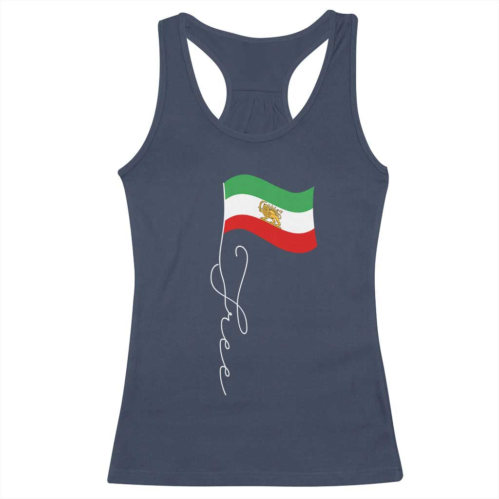 Free Iran Racerback Tank Top Patriotic Iranian Lion and Sun Flag TS11 Navy Print Your Wear