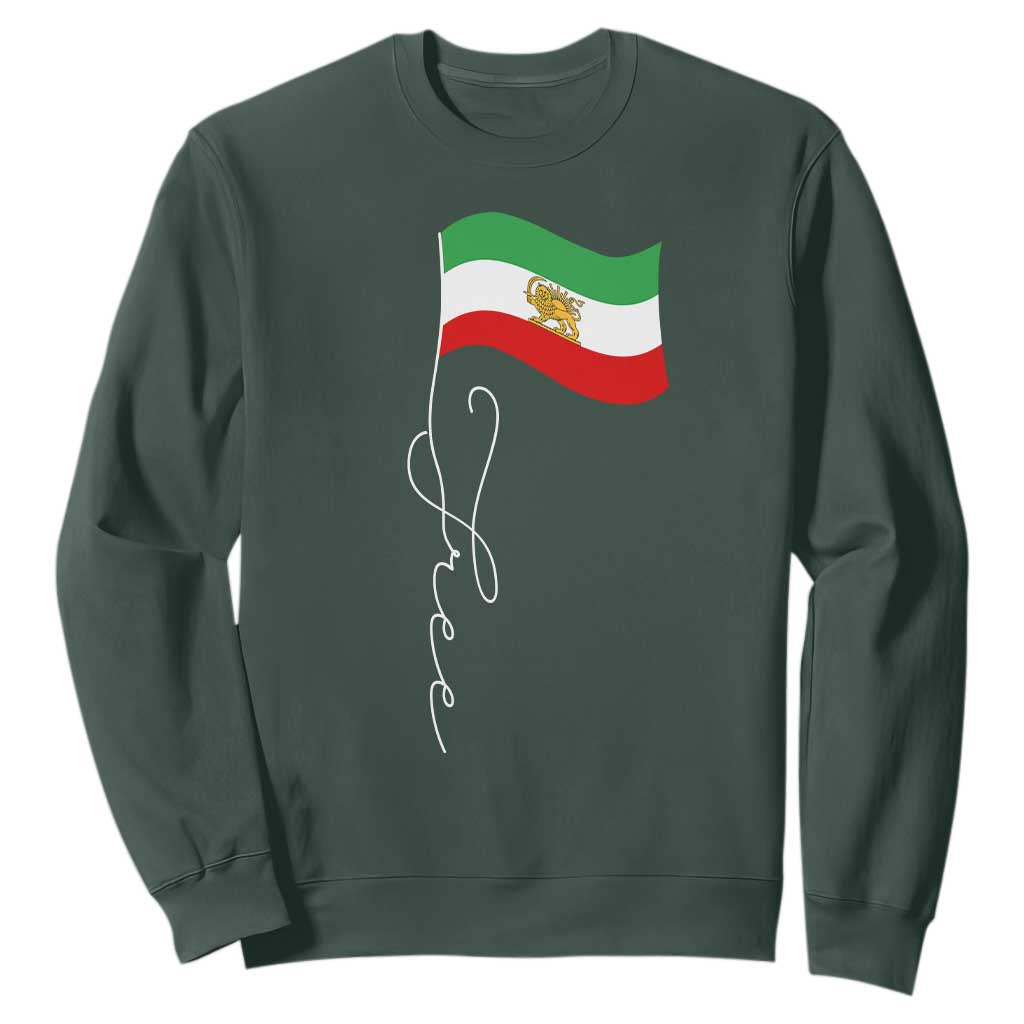 Free Iran Sweatshirt Patriotic Iranian Lion and Sun Flag TS11 Dark Forest Green Print Your Wear