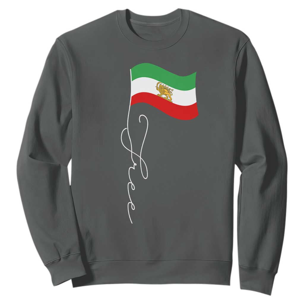 Free Iran Sweatshirt Patriotic Iranian Lion and Sun Flag TS11 Dark Heather Print Your Wear